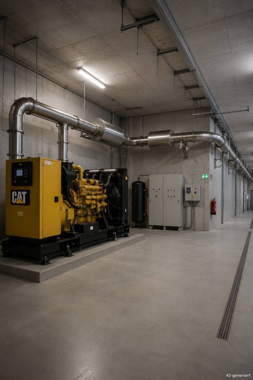 CAT Dieselgenerator mit Edelstahl-Abgasanlage